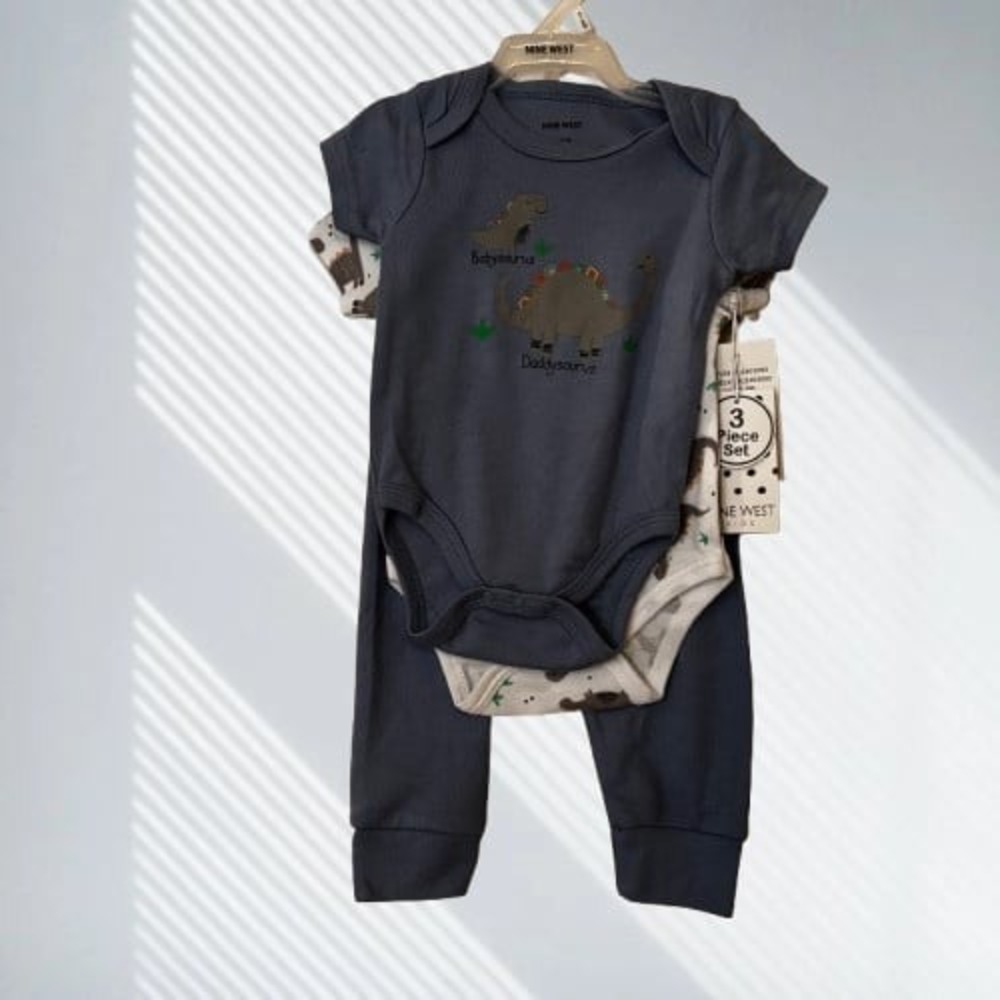 Nine West Infants Boys 3/6M Onesie Set NWT‎ Multi Color Dinosaur